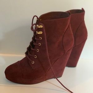 Burgundy Platform Boots